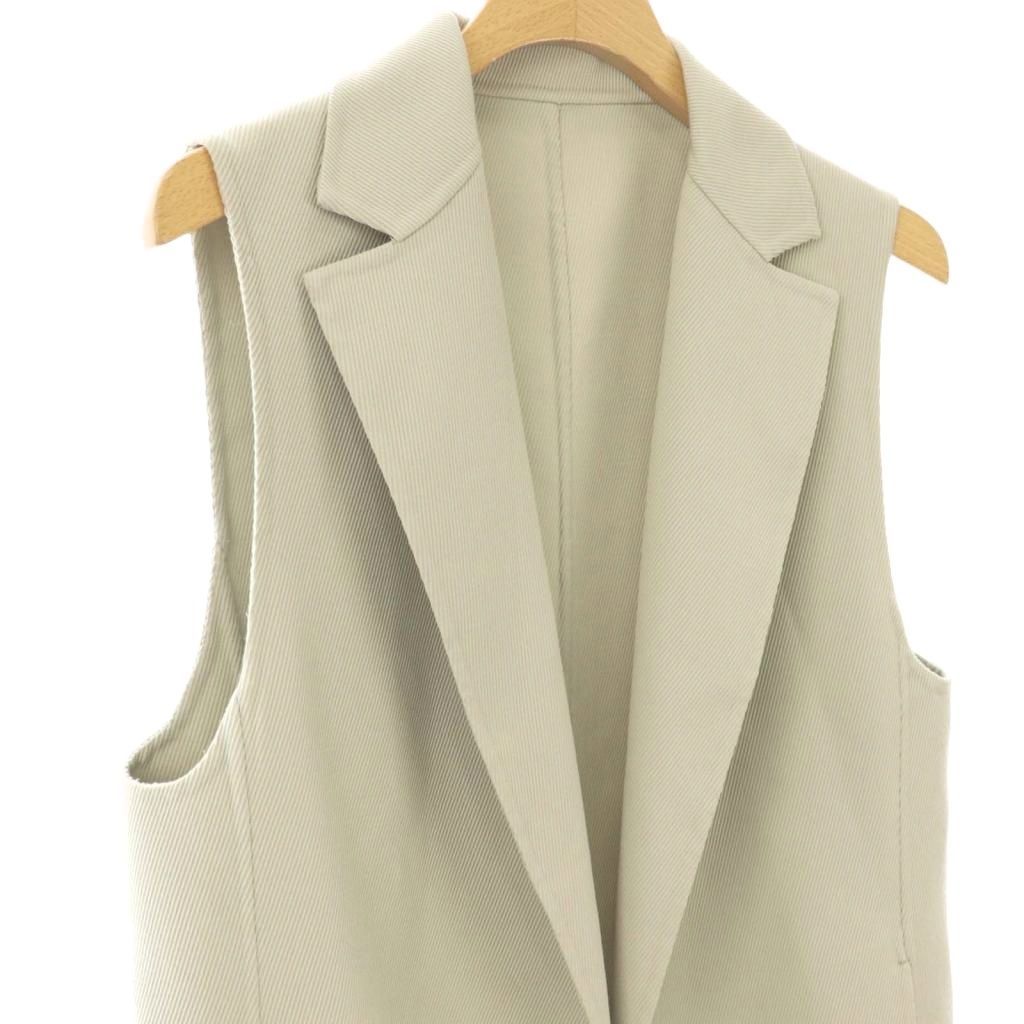 アナイ ANAYI カルゼリバーボタンレスジレ ベスト 前開き ロング 34 緑