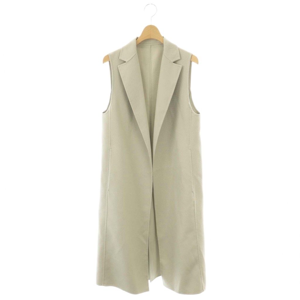 アナイ ANAYI カルゼリバーボタンレスジレ ベスト 前開き ロング 34 緑