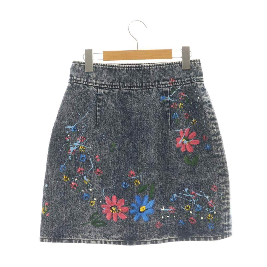 ミュウミュウ miumiu ペイント デニムスカート 台形スカート ミニ 40