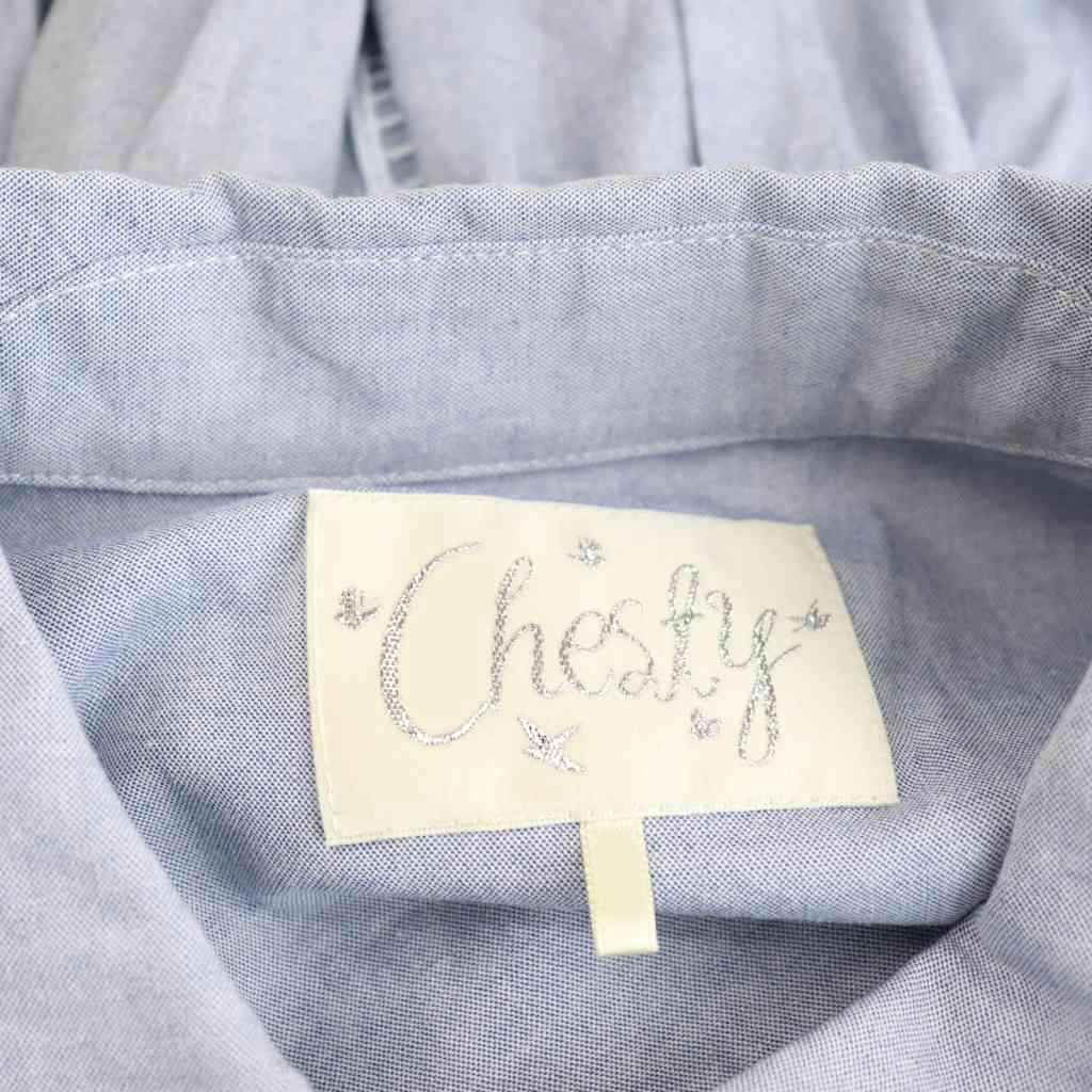 チェスティ Chesty フラワーバード刺繍シャツワンピース 1 ブルー