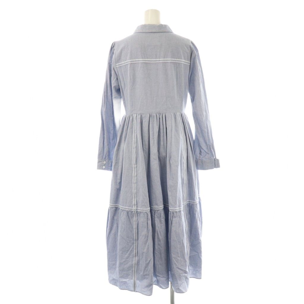 チェスティ Chesty フラワーバード刺繍シャツワンピース 1 ブルー