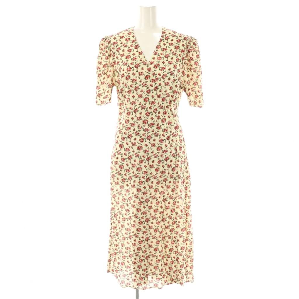 ルージュ パリ 赤い花柄 ラップドレス 38 ルージュ パリ 赤い花柄 ラップドレス 38