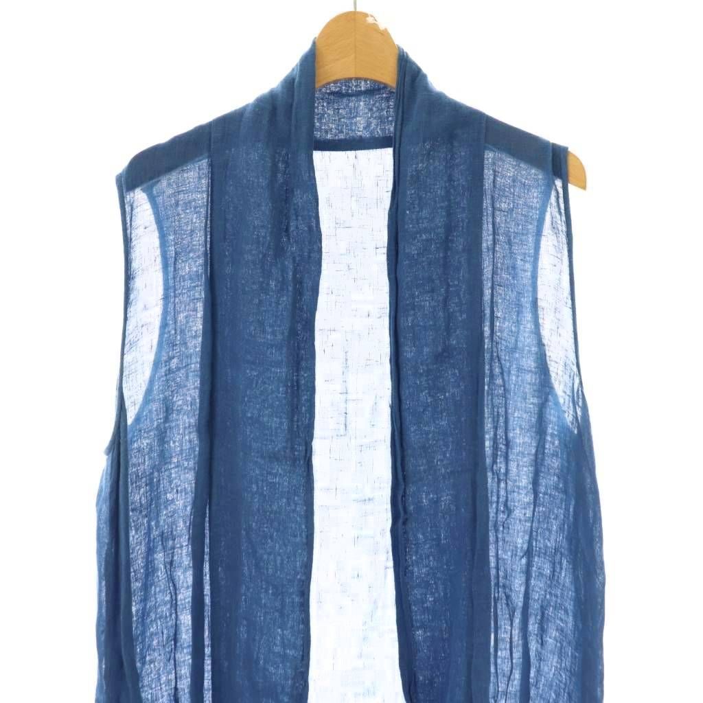 エヴァムエヴァ evam eva リネン ロングベスト ジレ ネイビー /CX □OS