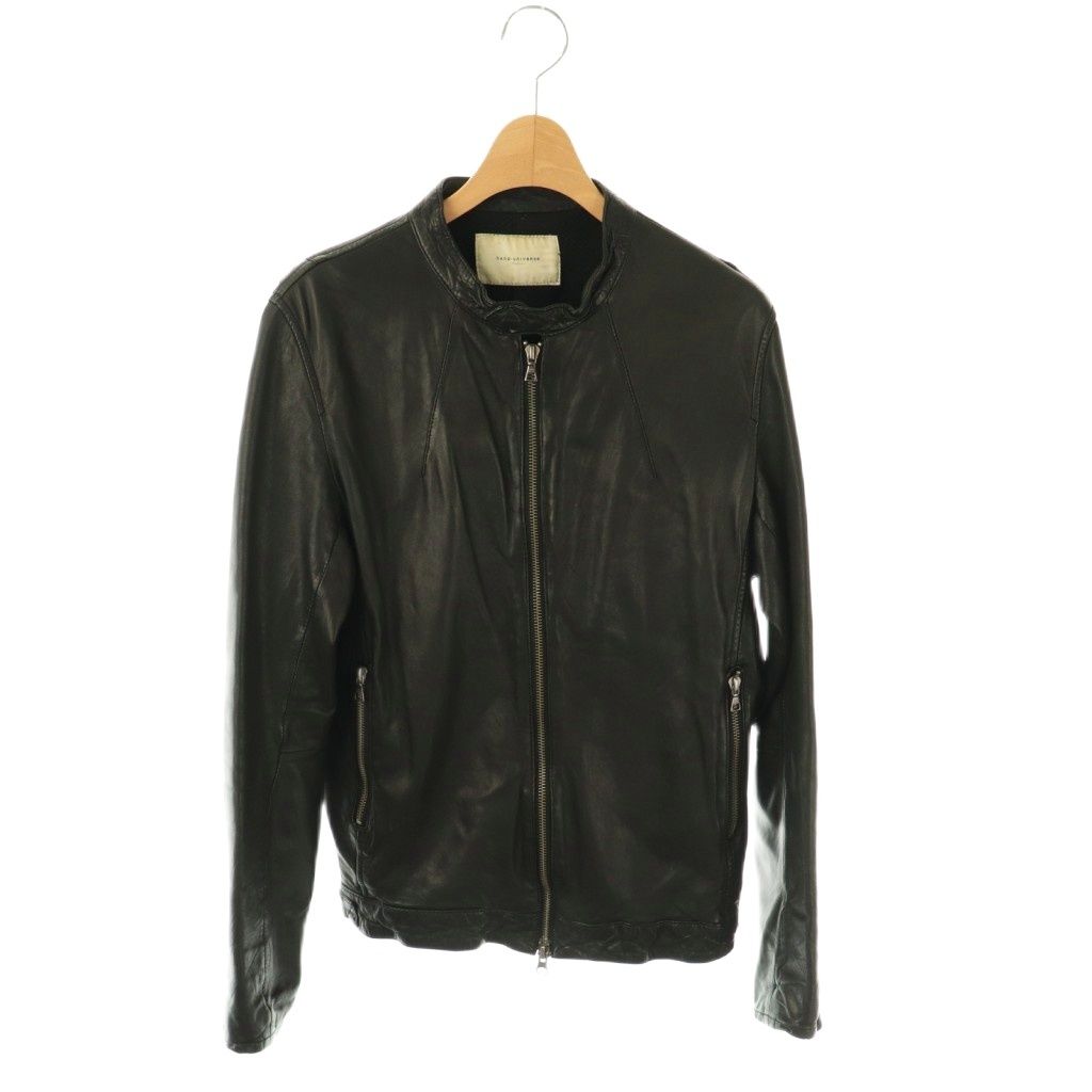NANO-UNIVERSE ブラック ラムレザージャケット　M 中古・古着通販】nano・universe (ナノ・ユニバース) ラムレザー
