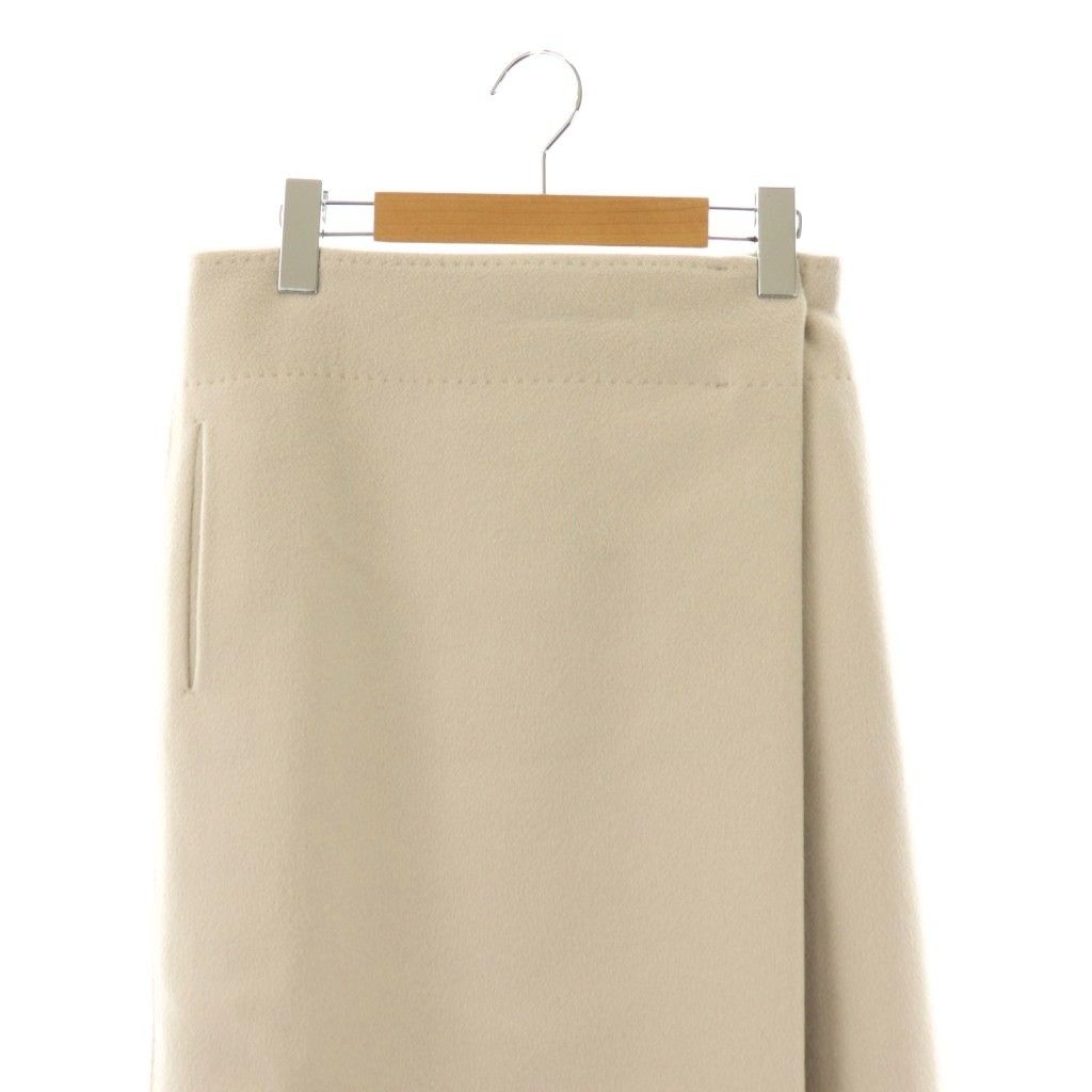 エブール ebure ウールロングスカート ラップデザイン 36 グレージュ