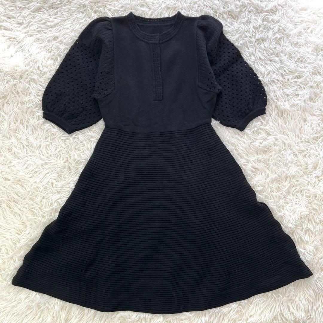美品 FOXEY フォクシー ニットワンピース ウール カシミヤ リブニット