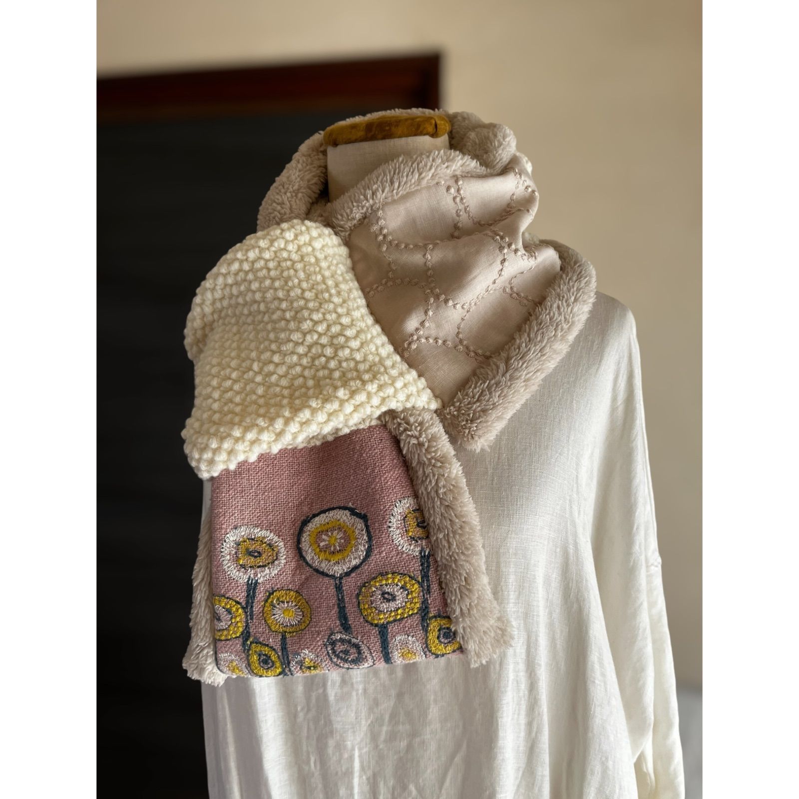 【マフラータイプ】path・tambourineのネックウォーマー  ミナペルホネン生地使用