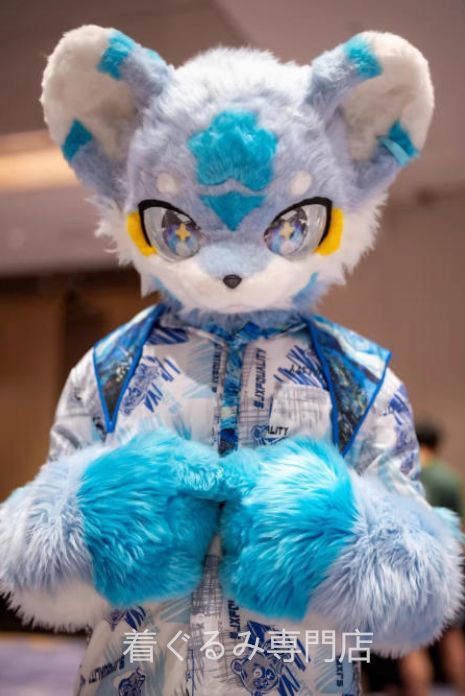 着ぐるみ ケモノ体 フルスーツ セット ケモノ コスプレ コスチューム マスク 着ぐるみ ケモノ体 フルスーツ セット ミントブルー 全身 尻尾