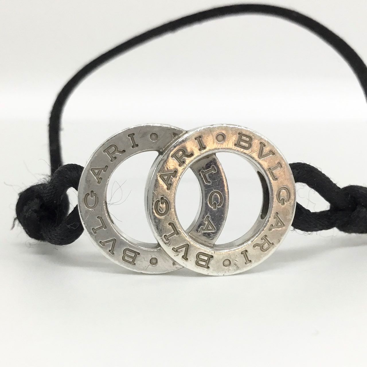 BVLGARI シルバーリング ブラックブレスレット BVLGARI シルバーリング ブラックブレスレット BVLGARI シルバーリング