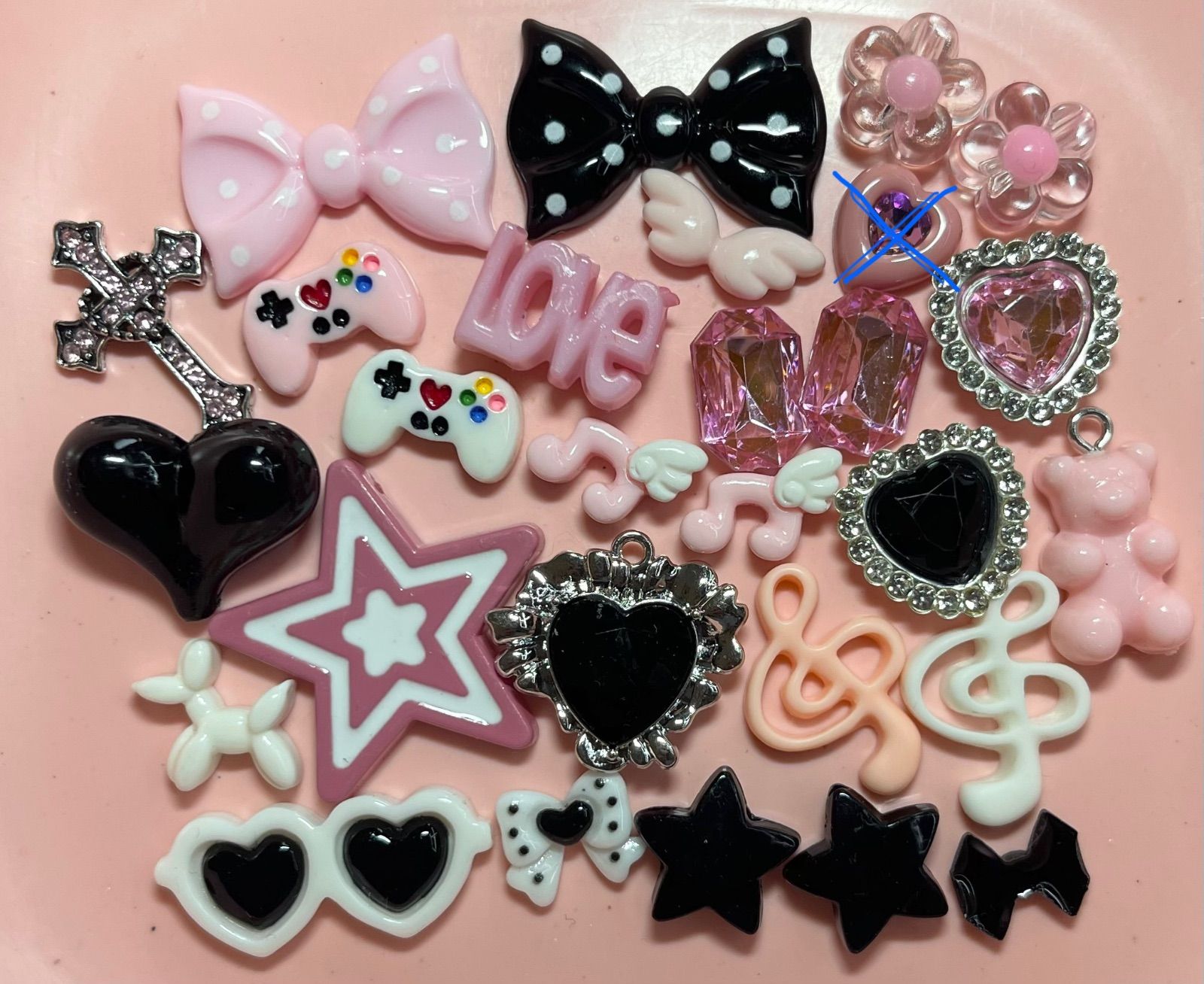 デコパーツまどめ売り　専用 MY mama デコ パーツ ミニ ミックス セット 100個入 全8色 □ カラフル