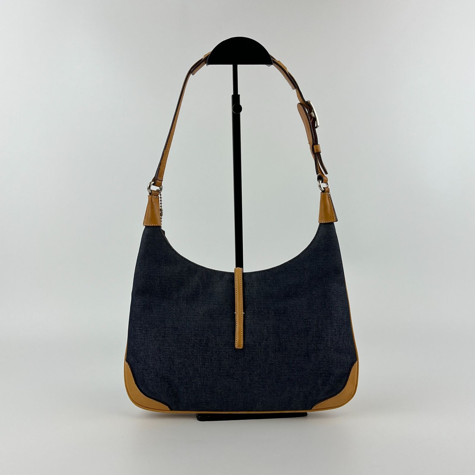 中古】COACH コーチ ショルダーバッグ 肩掛け ネイビー デニム 
