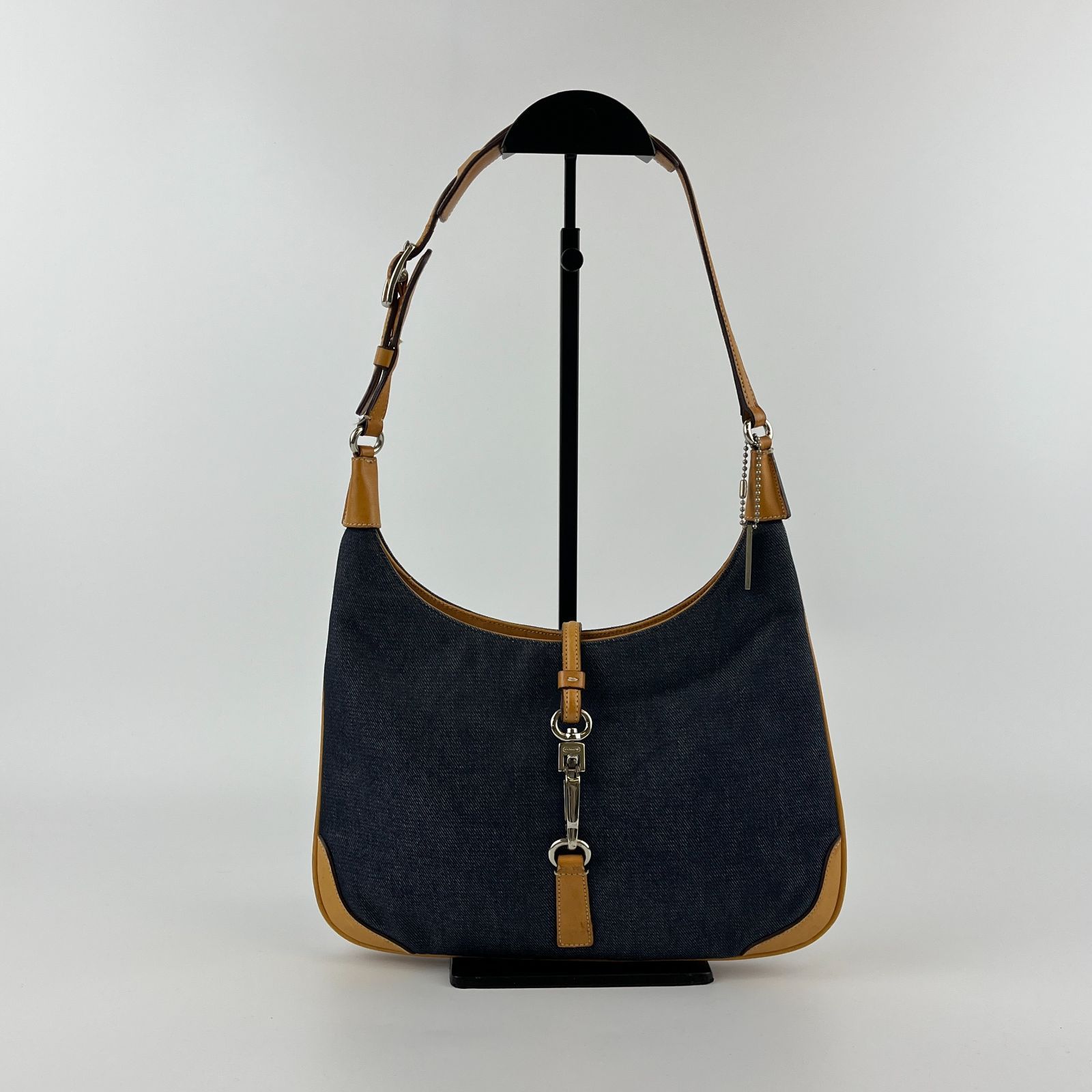 中古】COACH コーチ ショルダーバッグ 肩掛け ネイビー デニム 