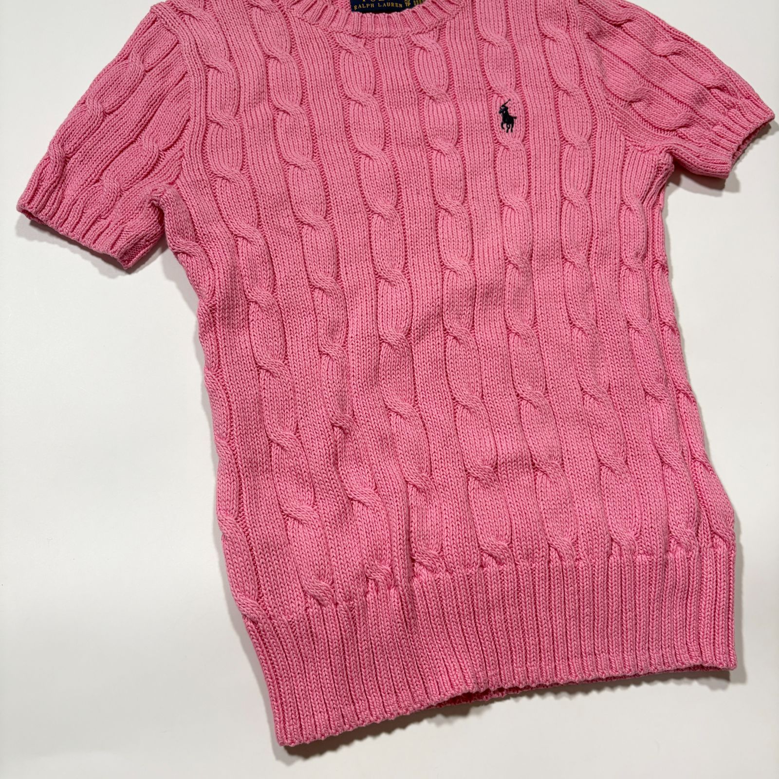 Polo Ralph Lauren ポロラルフローレン 半袖 ケーブル ニット ピンク