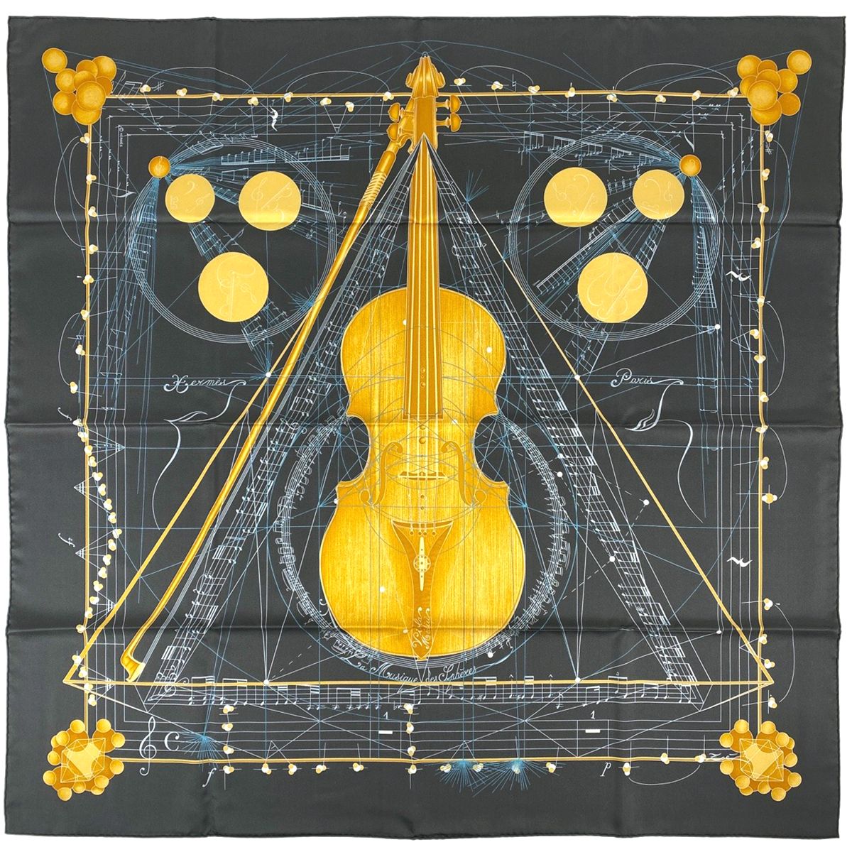 ✨️極美品✨️ エルメス カレ90 球体の奏でる音楽 レディース スカーフ 茶系 エルメス HERMES カレ90 La Musique des Spheres 球体が奏でる音楽