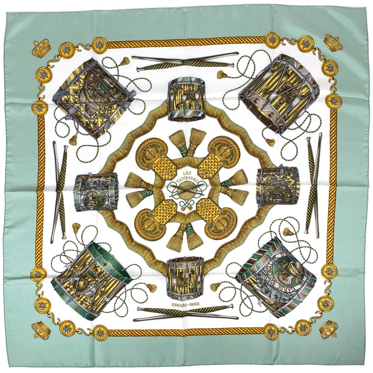 エルメス HERMES カレ 90 LES TAMBOURS タンブールの太鼓 王冠