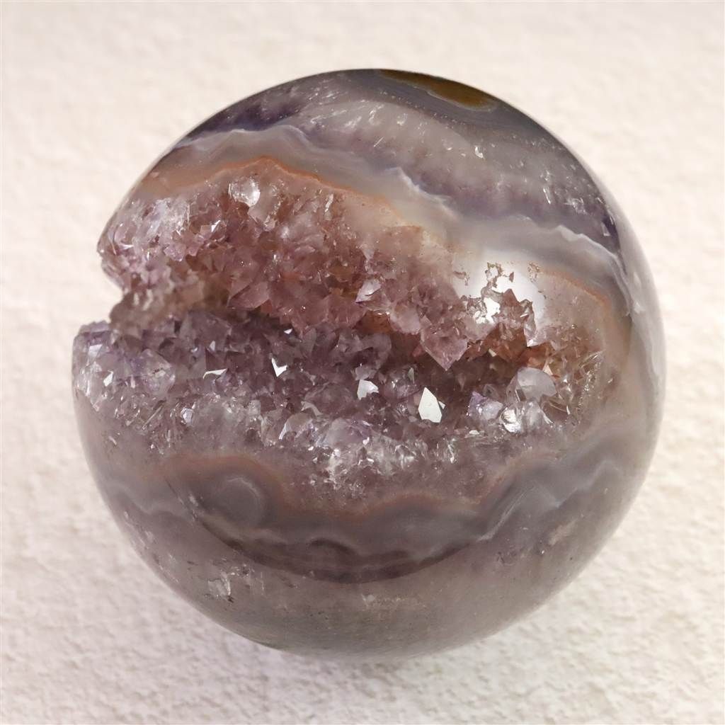 ブラジル産 アメジスト 77mmスフィア 丸玉 笑口 台付 540g 【榎本通商