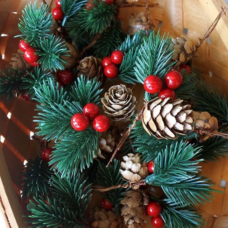 クリスマス ミニ人工松ぼっくり レッドベリー 人工松ピック 飾り 造花 クリスマス ミニ人工松ぼっくり レッドベリー 人工松ピック 飾り 造花