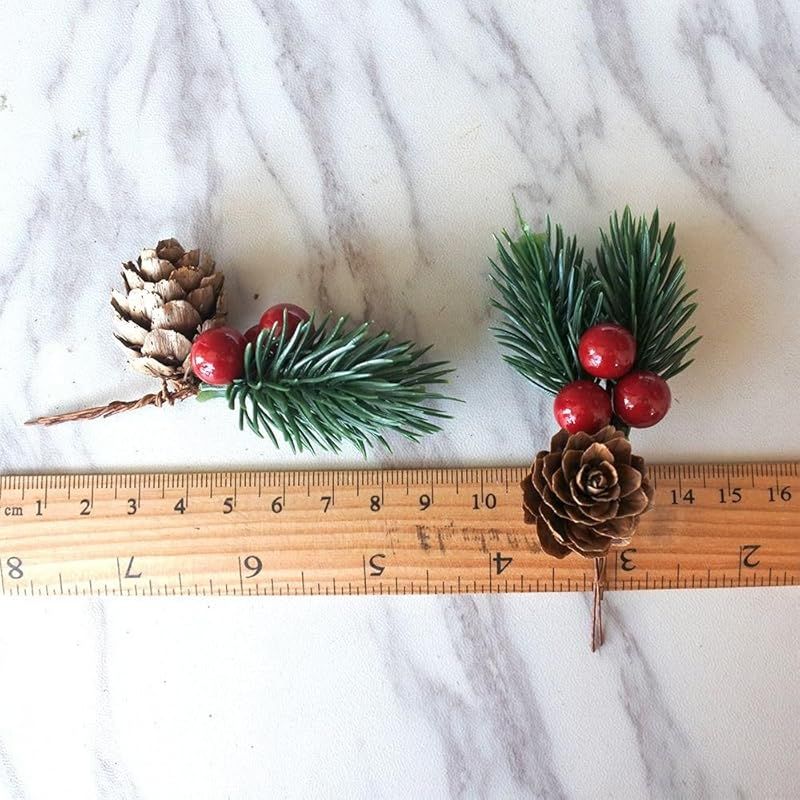 迅速発送】10個 クリスマス 松ぼっくり人工花飾り レッド クリスマス