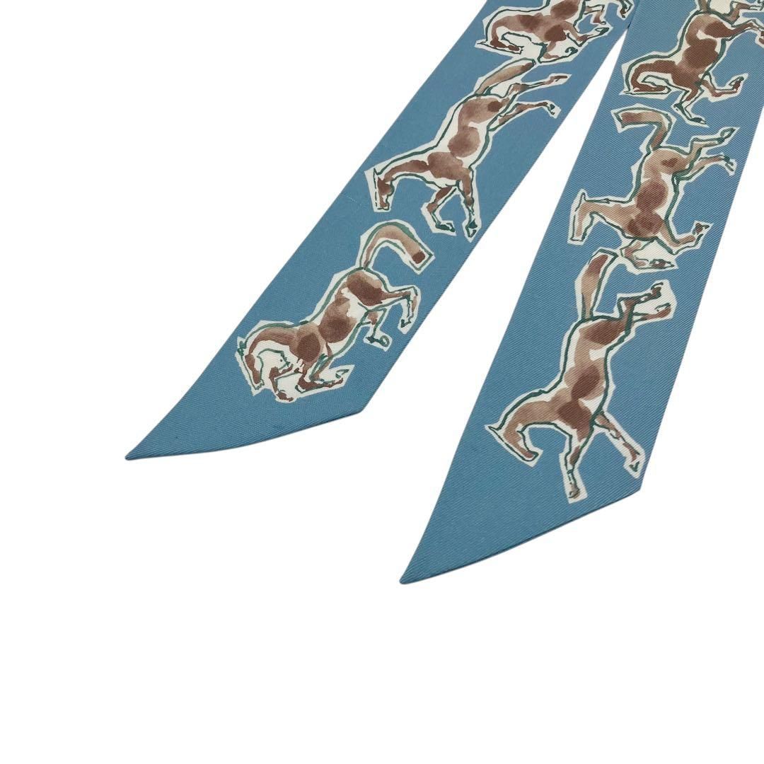 ⭐️良品⭐️ エルメス ツイリー 自由の馬 スカーフ ブルー シルク