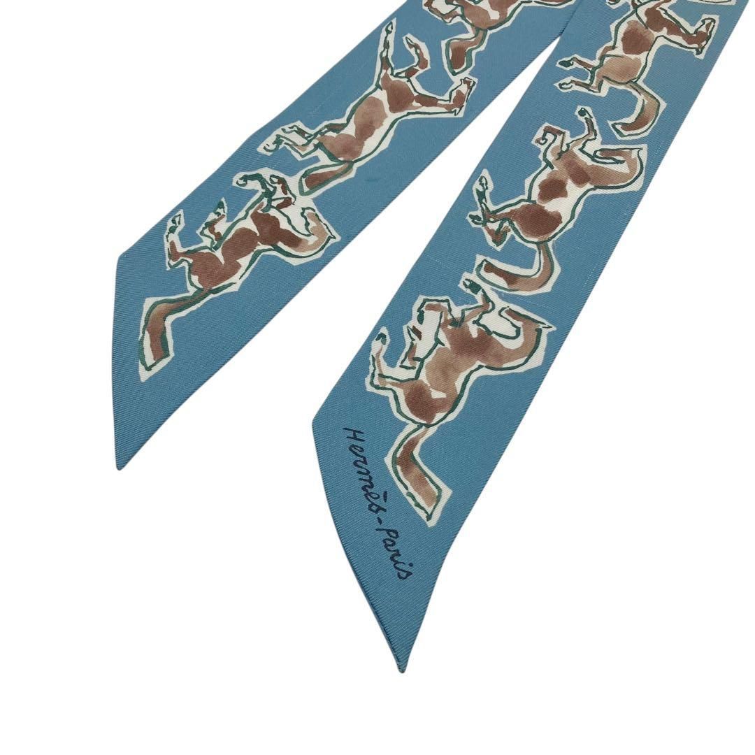 ⭐️良品⭐️ エルメス ツイリー 自由の馬 スカーフ ブルー シルク