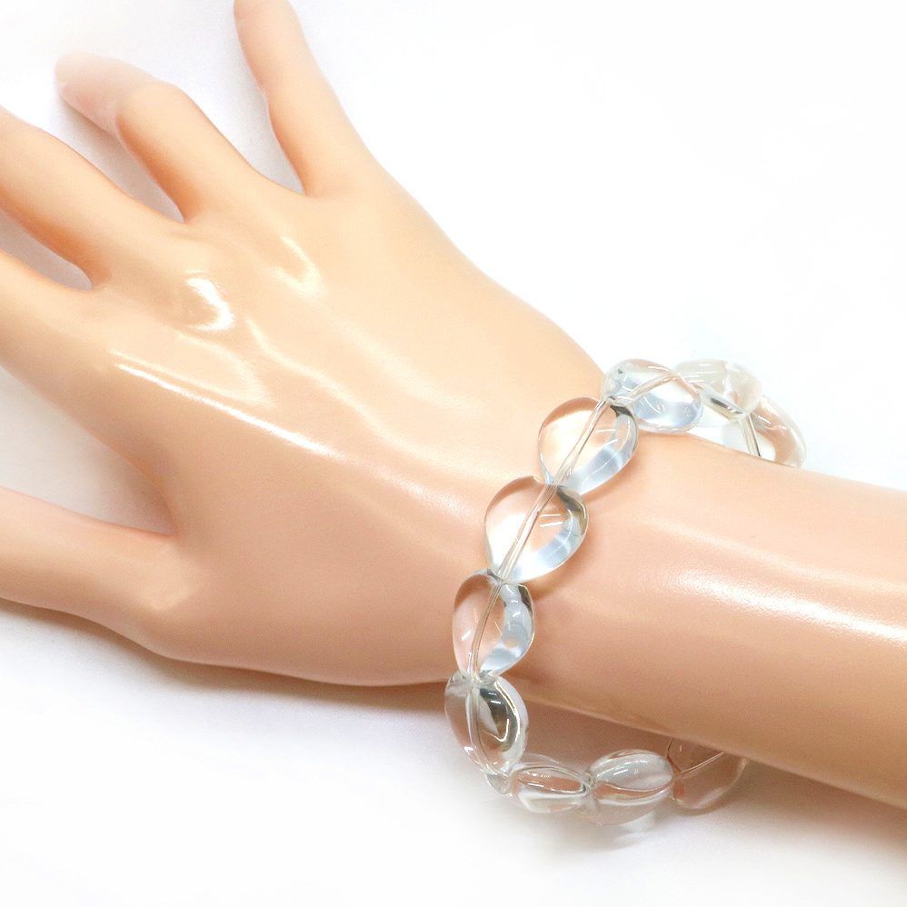 水晶 クリスタル【ハート】16mm（厚み9mm） 数珠 天然石 ブレスレット