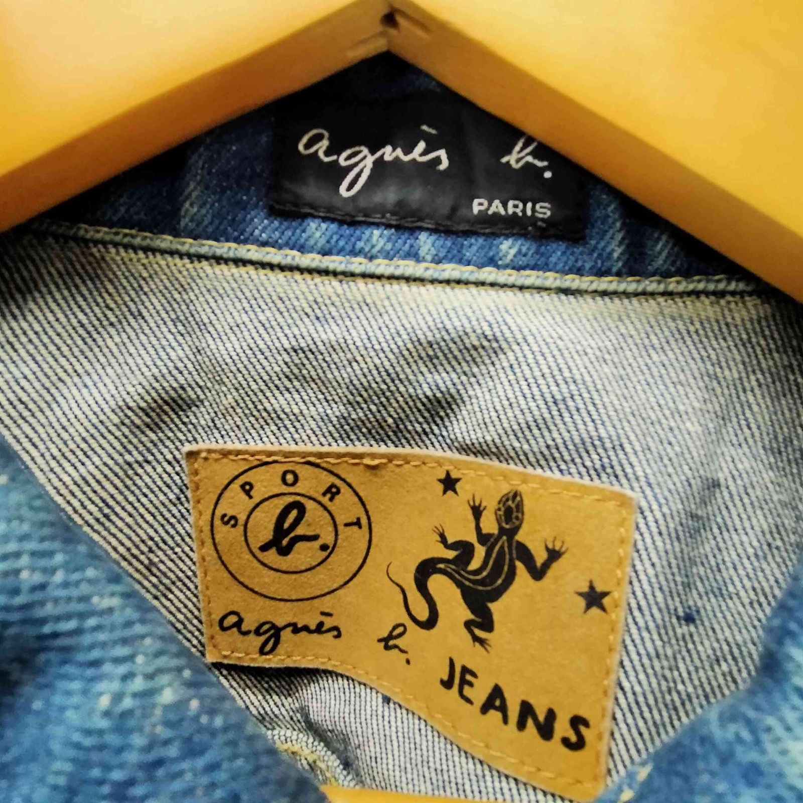 アニエスベー agnes b. PARIS 90S 旧タグ トカゲ 革パッチ サンライズ 