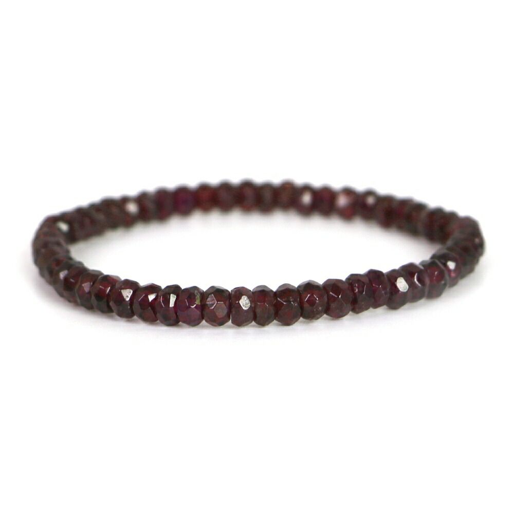 天然石　ボタンカット　ガーネット　ブレスレット 天然石ブレスレット/ガーネット/ボタンカット/約22cm/約2mm｜天然石や