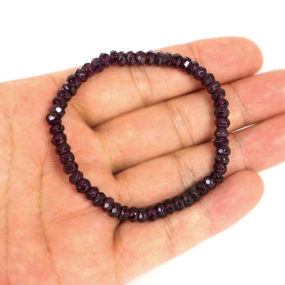 天然石　ボタンカット　ガーネット　ブレスレット ガーネット【ボタンカット】3×4mm 数珠 天然石 ブレスレット