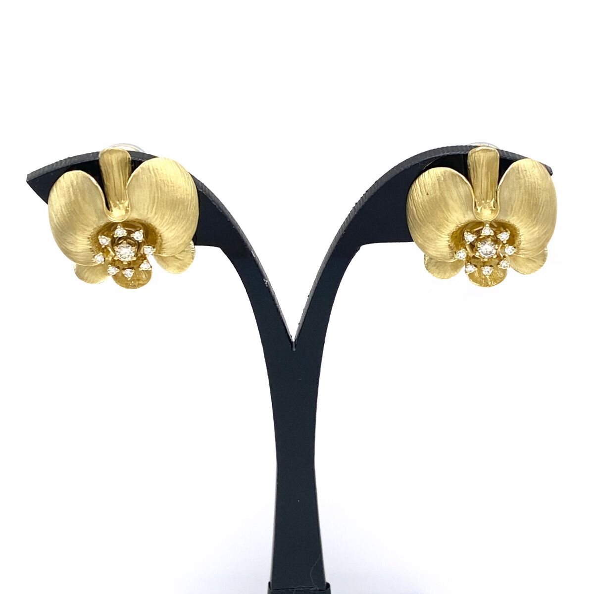 タサキ TASAKI フラワーモチーフ デザインイヤリング YG イエロー 