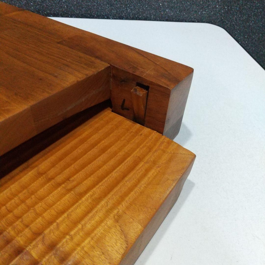 中古】木製 折り畳み座椅子 民芸 家具 和モダン 手彫り工芸