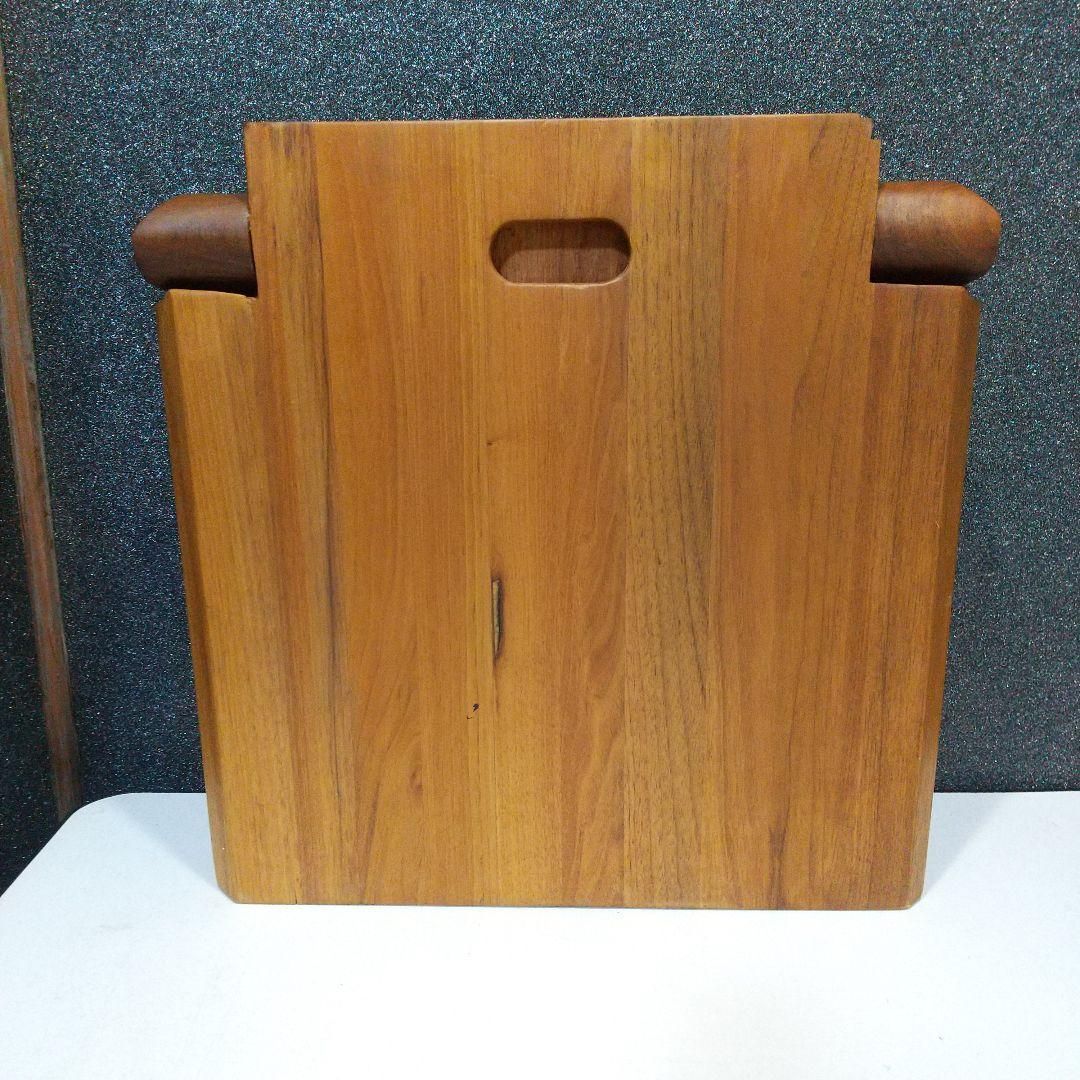 中古】木製 折り畳み座椅子 民芸 家具 和モダン 手彫り工芸
