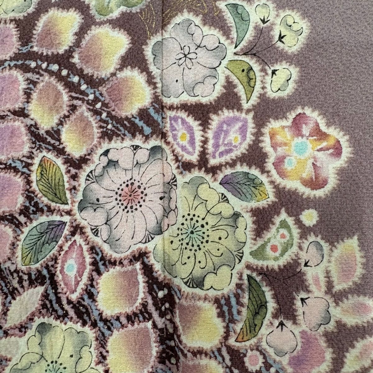 付下げ 身丈164cm 裄丈68.5cm L 袷 翠山工房 やまと 落款 辻が花 金彩