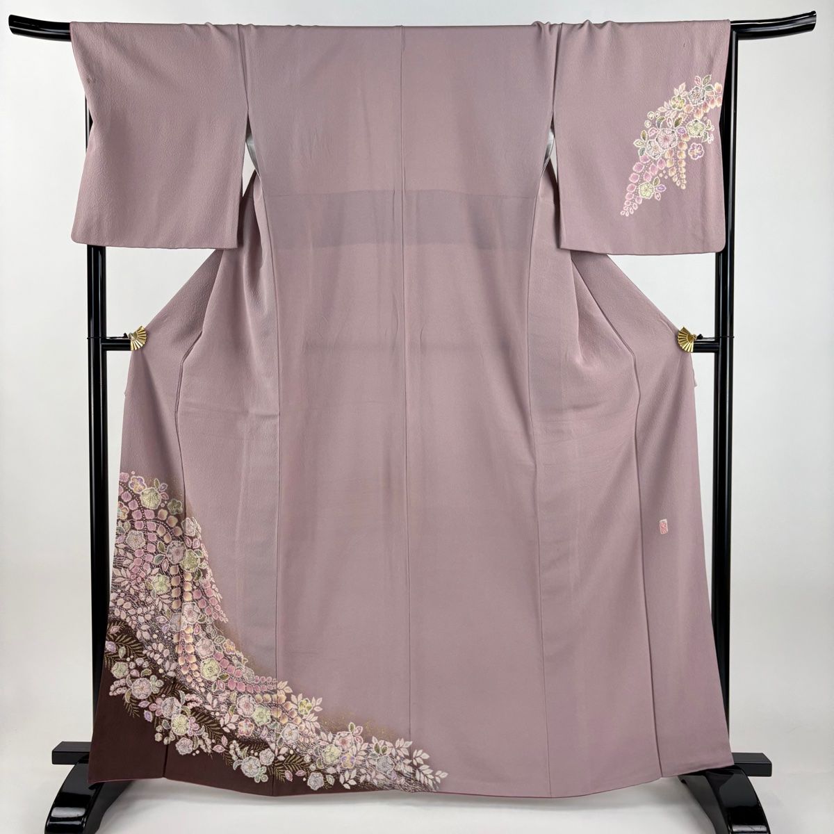 付下げ 身丈164cm 裄丈68.5cm L 袷 翠山工房 やまと 落款 辻が花 金彩