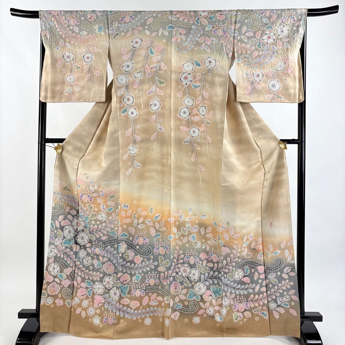 美品】 訪問着 身丈167.5cm 裄丈67cm M 袷 翠山工房 袋帯セット 落款
