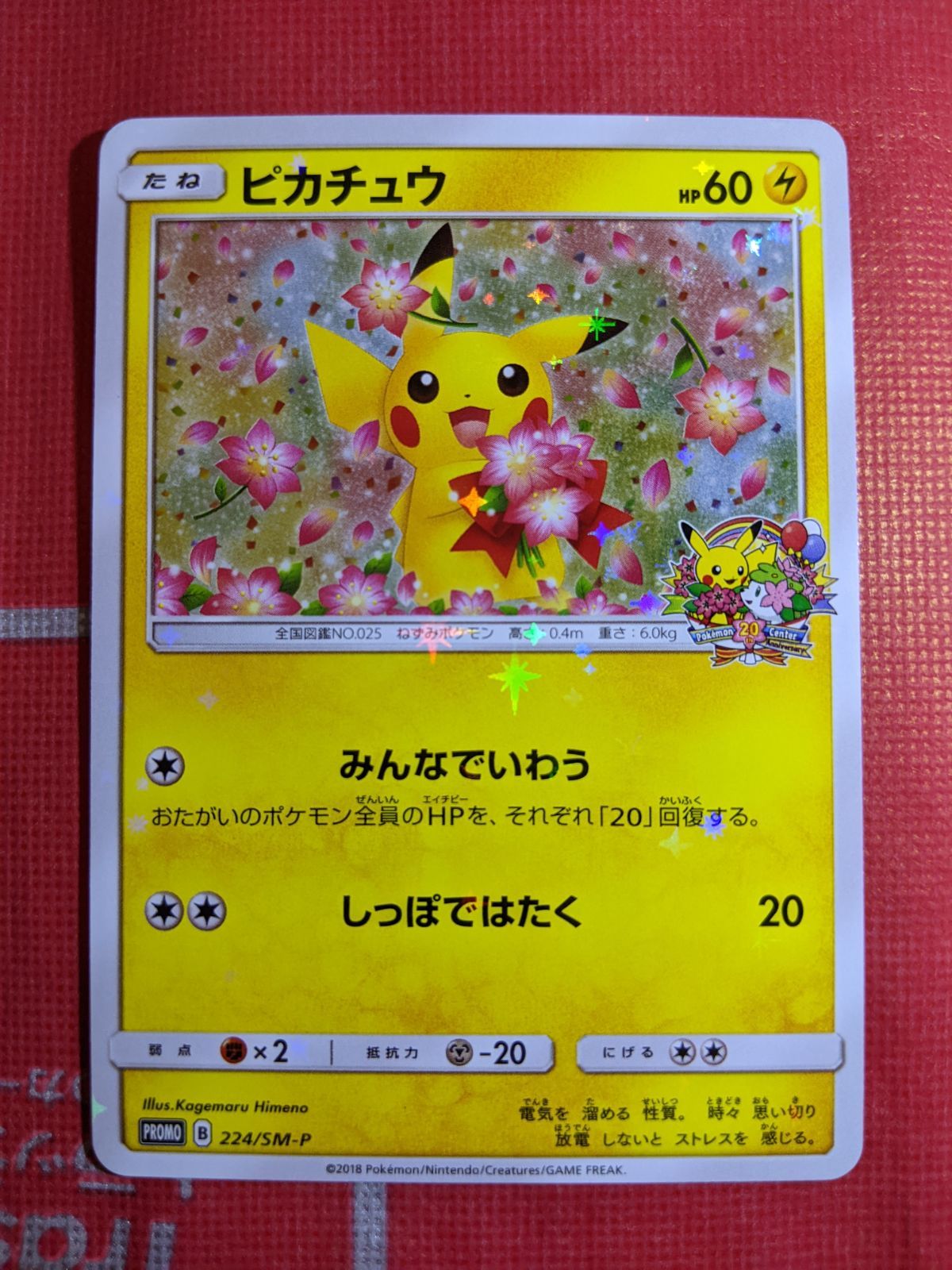 ピカチュウ みんなでいわう 20th プロモ 224/SM-P ポケモンカード ピカチュウ 224/SM-P みんなでいわう ポケモンセンター