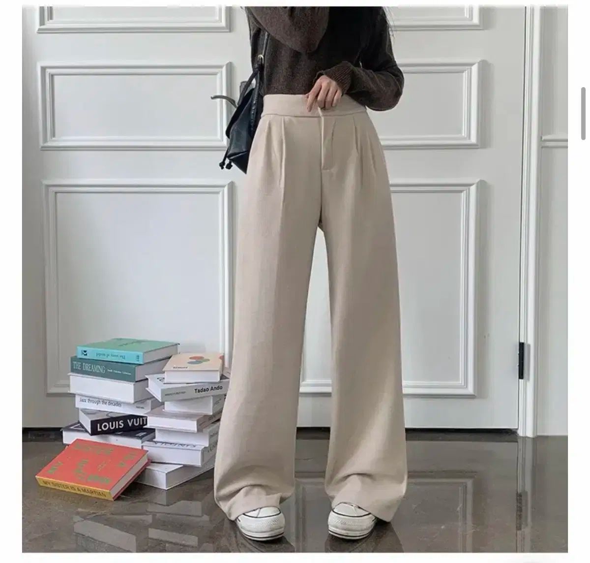 餡さま 専用② M 新商品 ベージュ クリーム色 ダブルボタン ウエスト後ろゴム ワイド