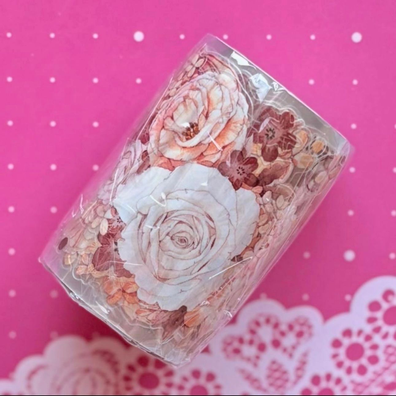 PET 茶染 ダイカット加工 6cm×6m 120cm/loop 海外マスキングテープ