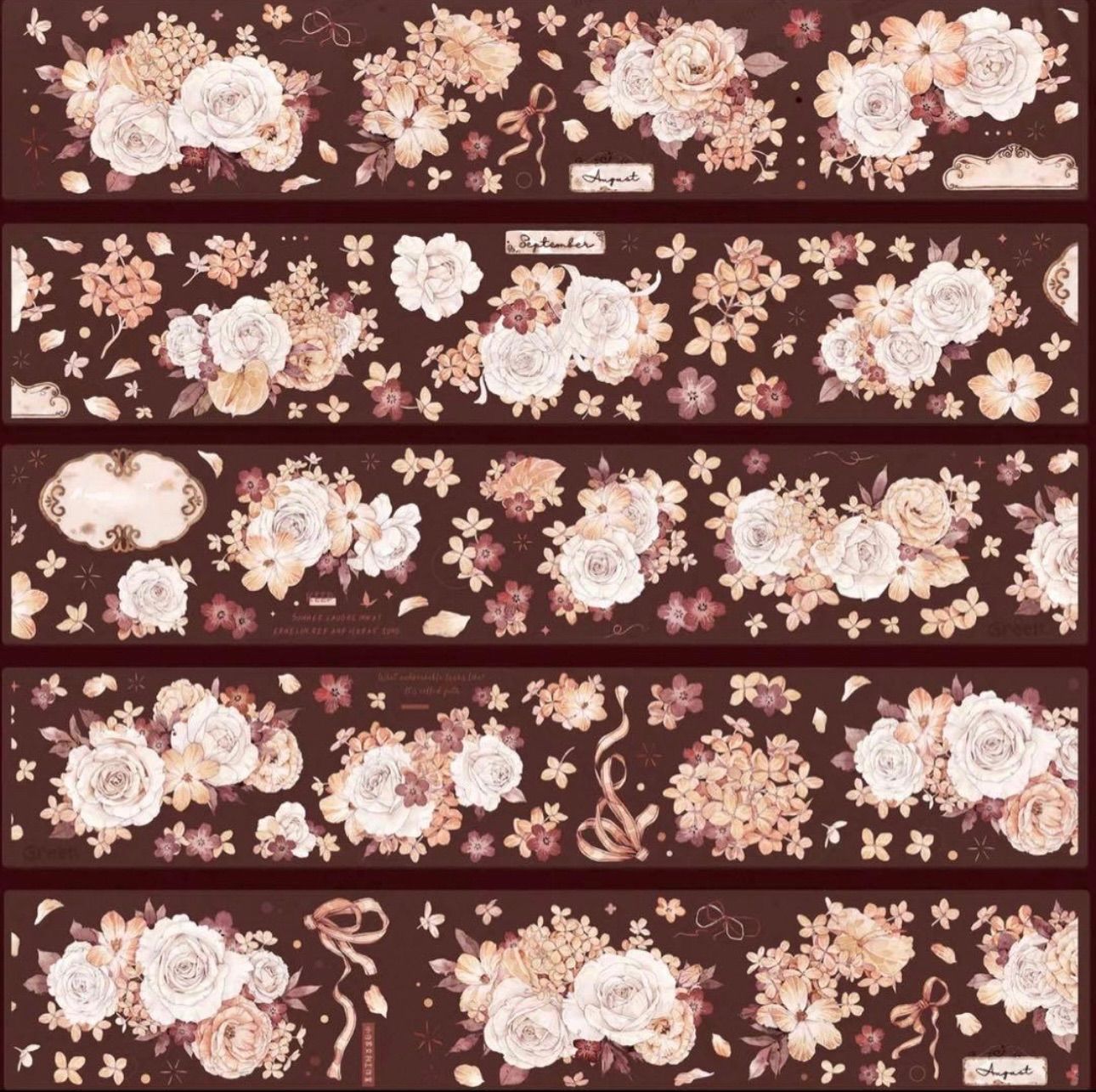 PET 茶染 ダイカット加工 6cm×6m 120cm/loop 海外マスキングテープ