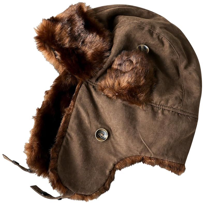 [レックハッター] FAKE SUEDE ボンバー キャップ フライトキャップ 耳あて ARMY イヤーマフ アビエイター パイロット メンズ レディース 冬 秋 RH-802 (JP， アルファベット， L， ブラウン) 1