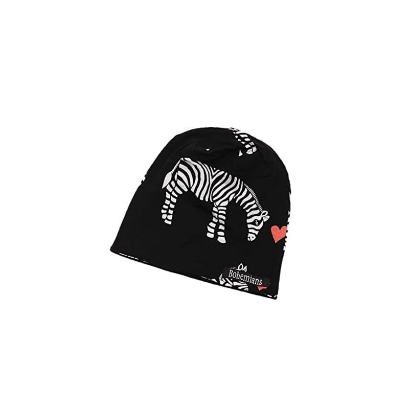 [Bohemians] ボヘミアンズ LOVE ZEBRA WATCH CAP ラブゼブラ ワッチキャップ シマウマ柄(02.BLACK) Mサイズ 1