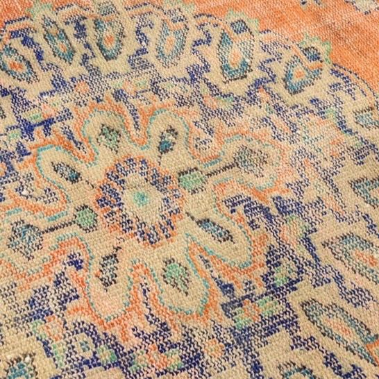 大判サイズ】トルコヴィンテージラグ ラウンド オレンジ メダリオン