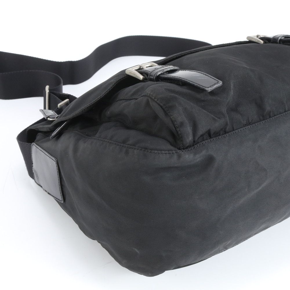 PRADA メッセンジャーバッグ ブラック 三角ロゴ レザー テスートナイロン 極美品 プラダ テスート ナイロン 三角ロゴ レザー ショルダーバッグ