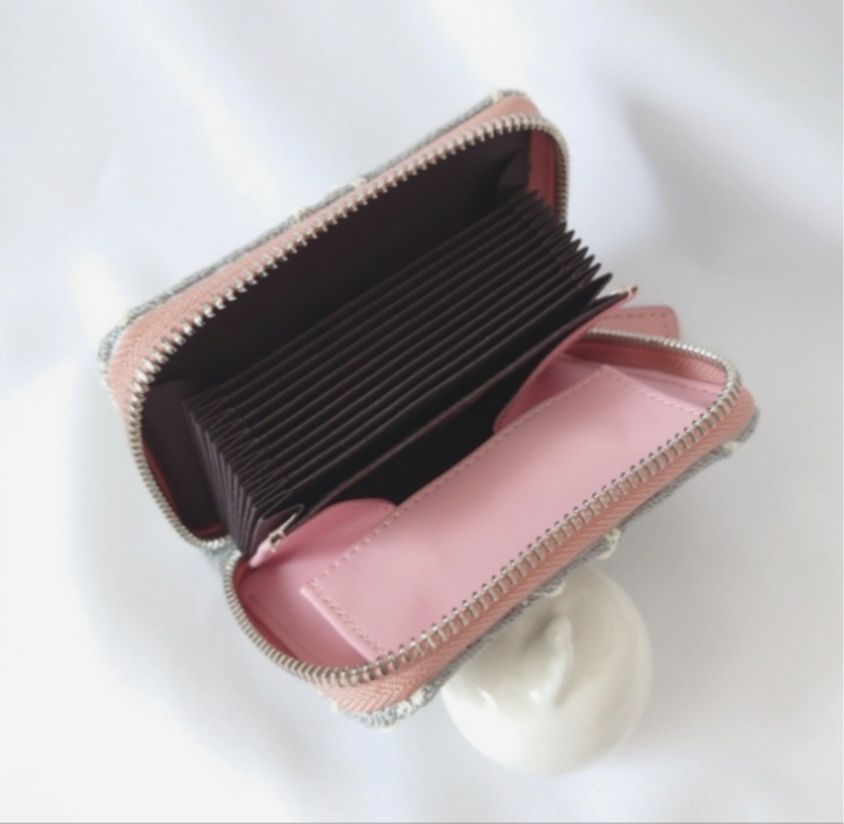 受注製作】刺繍4つ じゃばらミニ財布 グレー×ライトイエロー