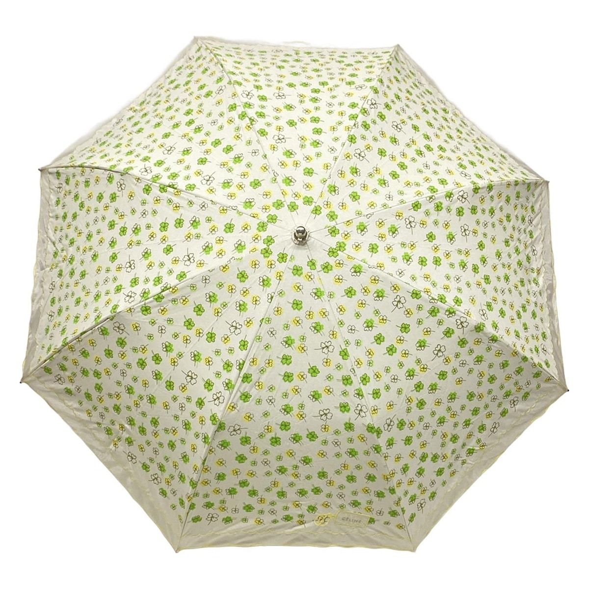 CELINE(セリーヌ) 折りたたみ傘美品 - ベージュ×グリーン×マルチ 晴雨