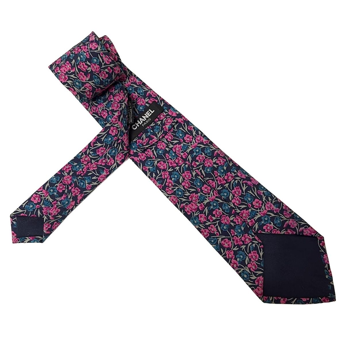 CHANEL 花柄ネクタイ ブラック CHANEL(シャネル) ネクタイ メンズ美品 - ピンク×ブルー×ダーク