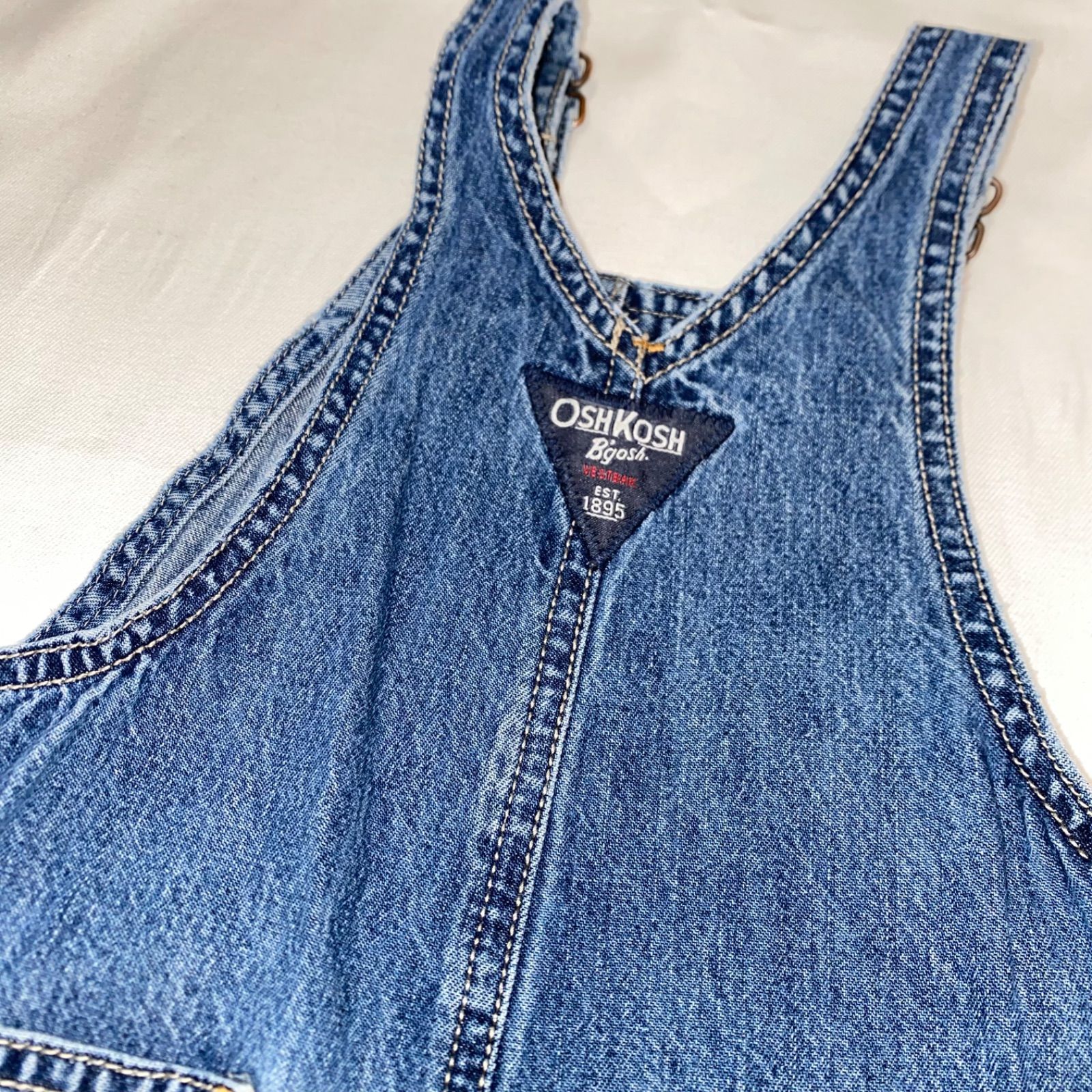 ド定番】キッズデニムオーバーオール OSHKOSH 90cm インディゴ 三角