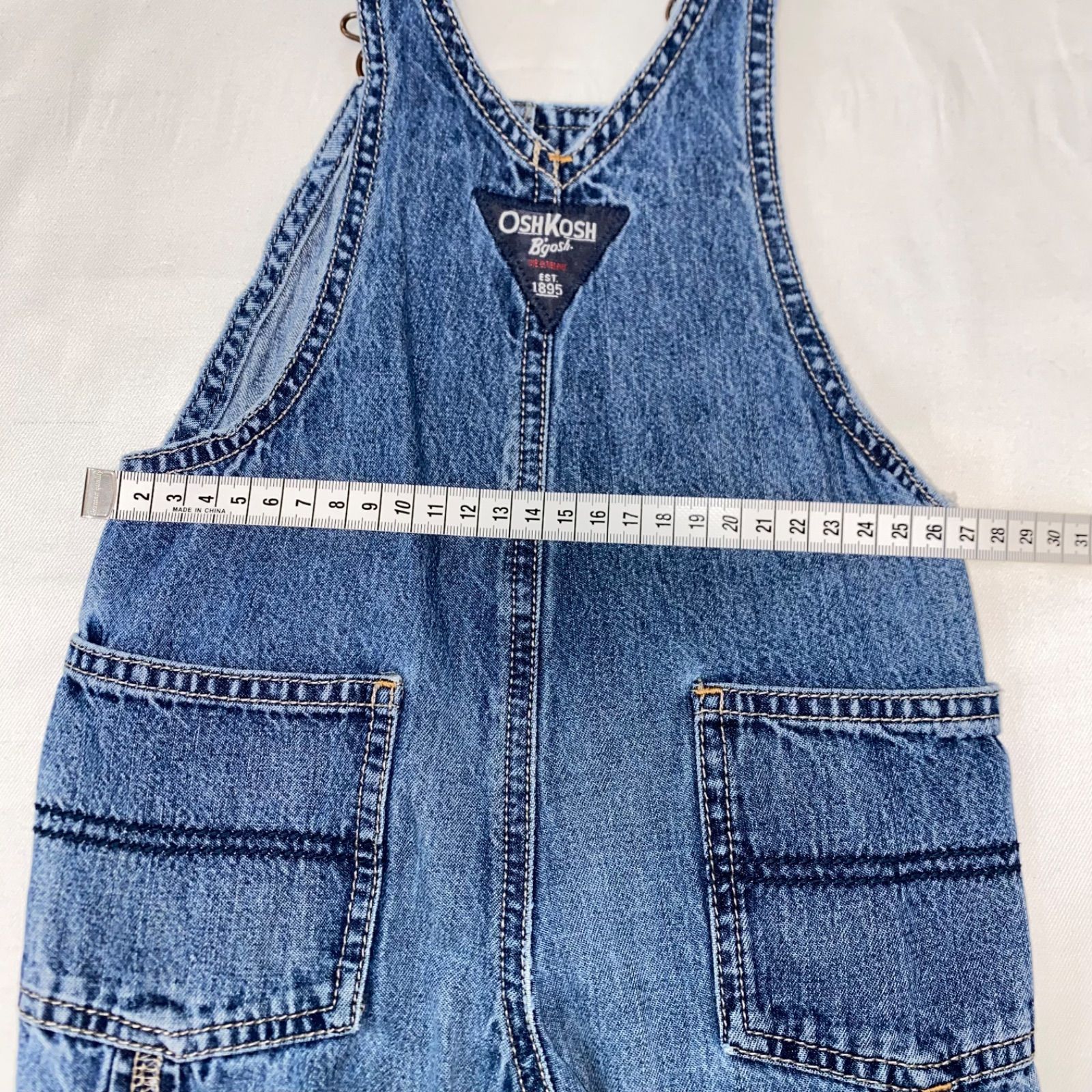 ド定番】キッズデニムオーバーオール OSHKOSH 90cm インディゴ 三角