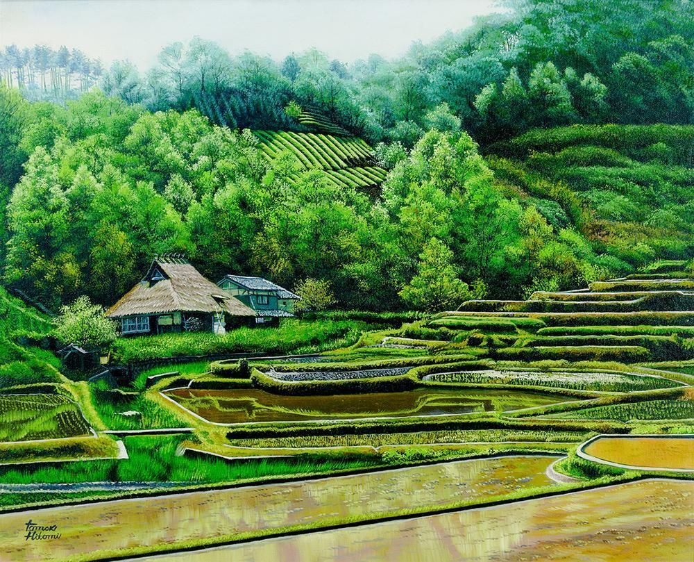 真作保証　島根清　「新緑の武蔵野」油彩　一点もの　20号大作　元光陽会評議員 真作保証 島根清 「新緑の武蔵野」油彩 一点もの 20号大作 元光陽