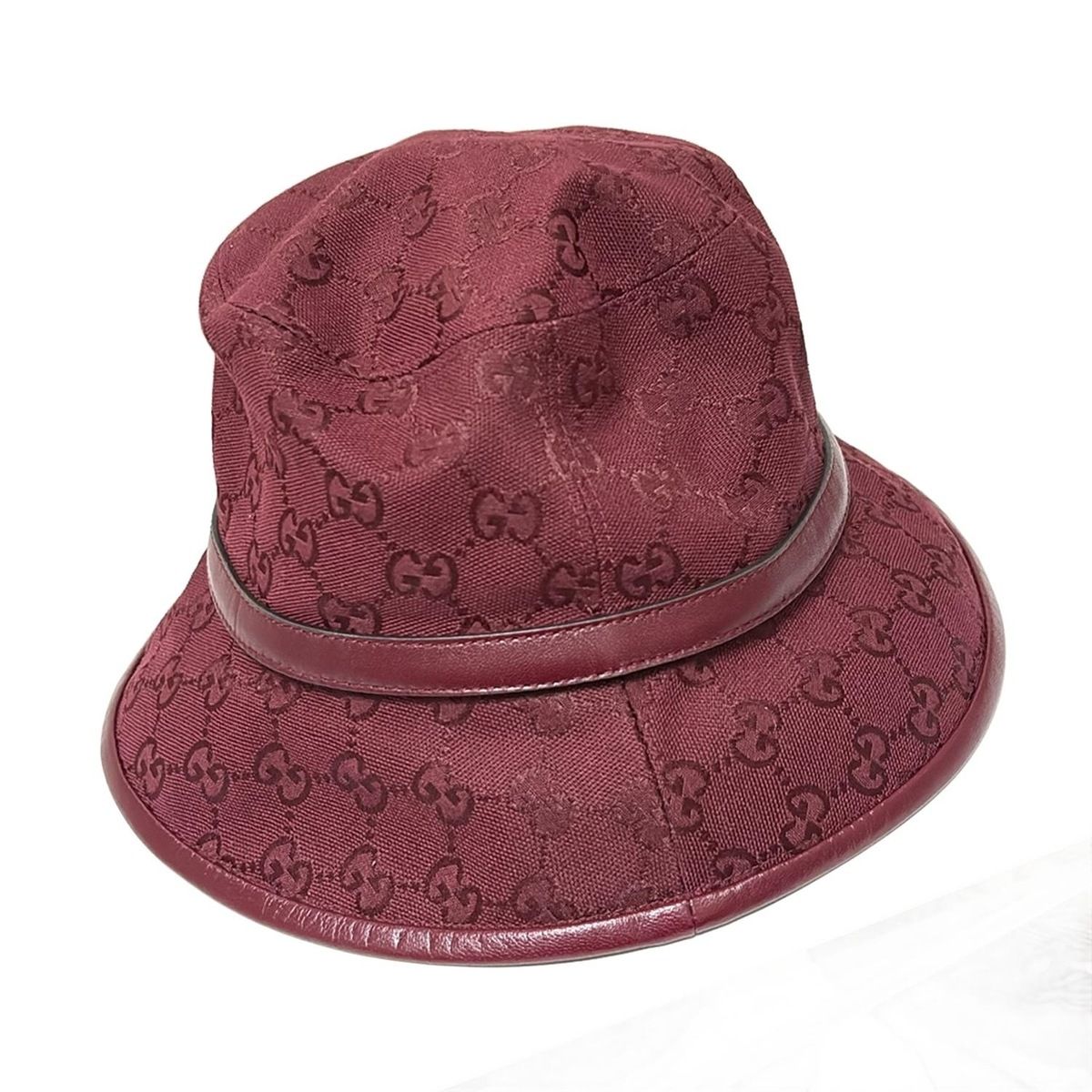 GUCCI(グッチ) ハット 58新品同様 GGマーモント 833280 ボルドー GG柄