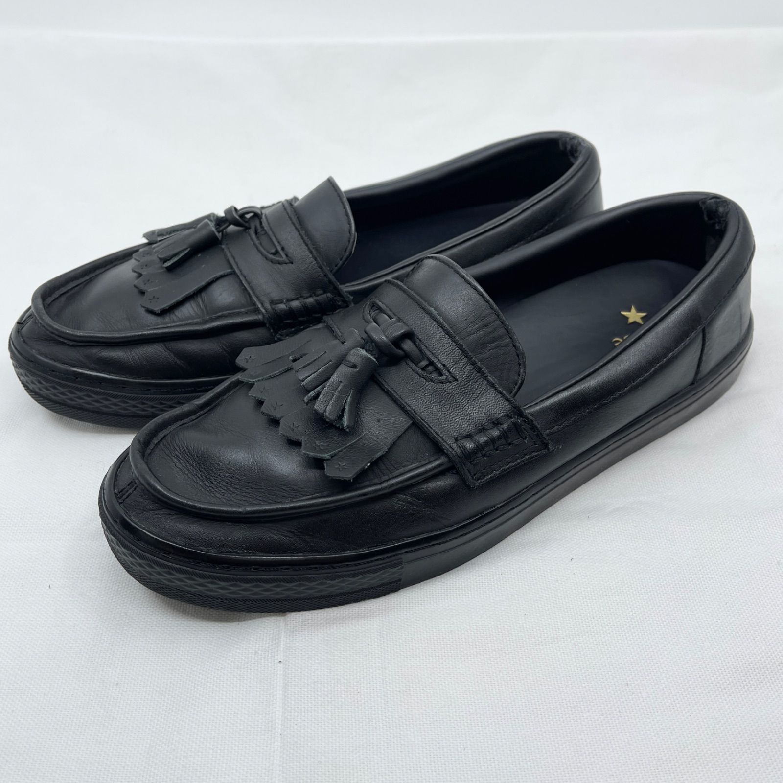 訳あり コンバース クップローファー 25.0 ブラック タッセル